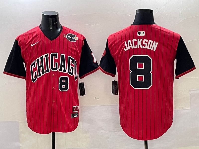 Men Chicago White Sox #8 Jackson Red Stripe Joint Name Nike 2025 MLB Jersey style 34->houston astros->MLB Jersey